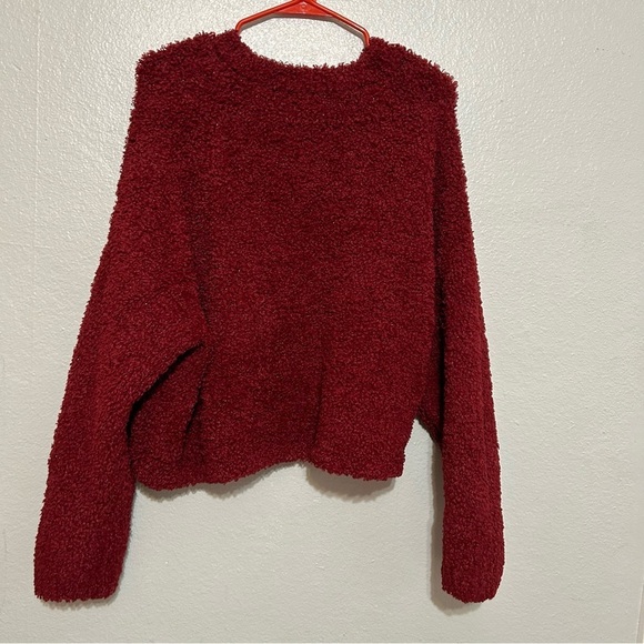 Halogen Crop Bloucle Cozy Sweater Maroon - Picture 6 of 10
